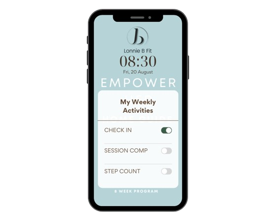 home workout guide checki-n page phone mockup